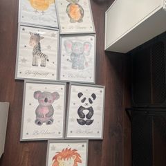 7 nursery framed pics A3
