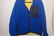 Vintage Ralph Lauren Polo Sport Reversible Fleece Coat Jacket Blue Yellow Size Medium