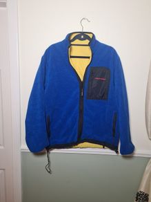 Vintage Ralph Lauren Polo Sport Reversible Fleece Coat Jacket Blue Yellow Size Medium