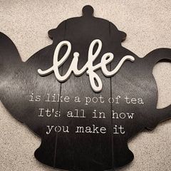Teapot Wall Art - "Life is Like a Pot of Tea" Kitchen Sign