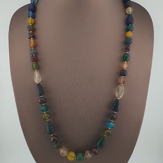 Antique African Style Mix MultiColor Glass Beads Necklace