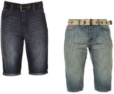 Lee Cooper Poly Belt Men's Dark Wash & Mid Wash Denim Jean Shorts (Set of TWO) - Size XXXXL - Brand New & Tagged