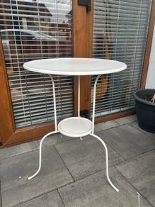 white garden table