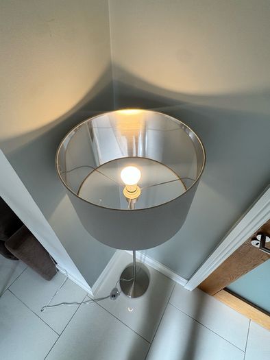 Grey floor lamp chrome base 152cm tall