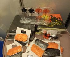 Halloween Napkins Pumpkin Scatter Table settings & fun rings