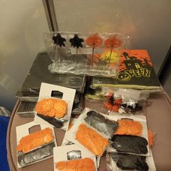 Halloween Napkins Pumpkin Scatter Table settings & fun rings