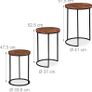 Nesting Set of 3, Round Mango Wood Side Tables, Industrial Design, Black Metal, 3 Sizes, Natural, Iron, 57.5 x 41 x 41 cm Image 3