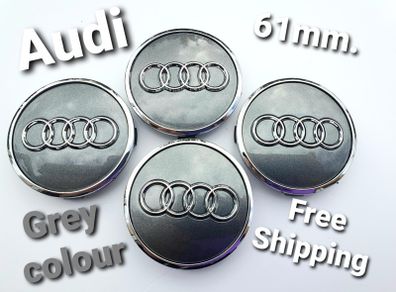 Set/4x 61mm AUDI Gloss GREY 3D alloy wheel centre caps cap 4M0601170JG3 Hub Cover