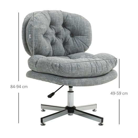 Armless office chair, comfortable desk chair with padded seat and adjustable height, Gray