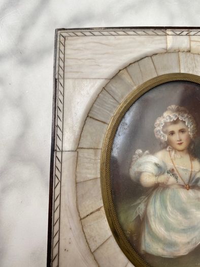 Antique miniature portrait of a lovely girl early 19th century