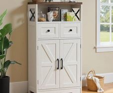 Sideboard Cabinet,Kitchen Storage Cabinet with 2 Drawers and Open Shelf,Modern High Capacity Unit Cupboard for Living Room,Kitchen,Home,White