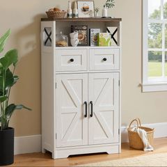 Sideboard Cabinet,Kitchen Storage Cabinet with 2 Drawers and Open Shelf,Modern High Capacity Unit Cupboard for Living Room,Kitchen,Home,White