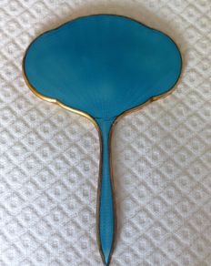 Antique Art Deco Guilloche Enamel Mirror