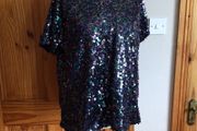 Next Ladies Festive Blue Sparkly Sequin Evening wear party Top Size 18 BNWTS Includes postage