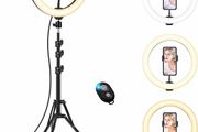 10 inch Ring Light with Tripod Stand &amp; Phone Holder, Selfie Ringlight with Remote for Phone, 70" Tall Circle Light, LED Ring Lamp