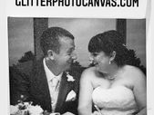 glittered photo canvases