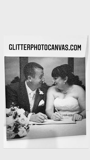 glittered photo canvases