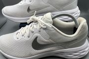 Nike Womens Revolution 6 NN White/Metallic Silver Training Shoes Size 8 EU 42.5