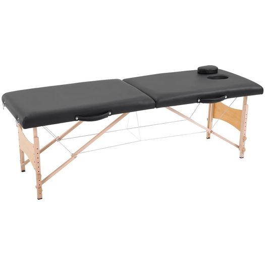 NEW SALE | 2 Section Foldable Massage Table Professional Salon SPA Facial Couch Tattoo Bed with Carry Bag Black