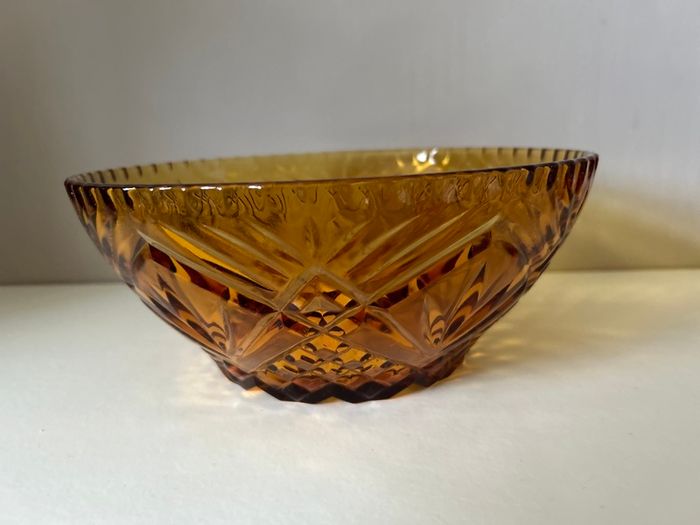 Vintage Amber Pressed Glass Bowls.Price drop