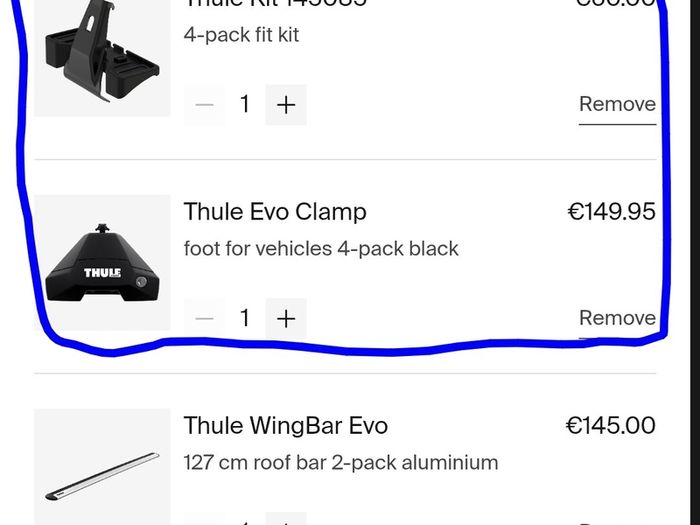 Thule kit for roof bars WingBar Evo / Audi A3