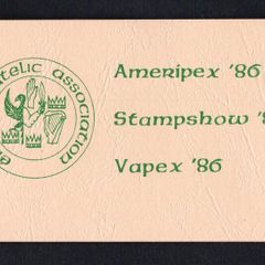 1986 Ireland Ameripex Stamp Exhibition Booklet complete by the Eire Philatelic Association (EPA) including 2 22p Love Commemorative stamps with drawing of White House on the reverse