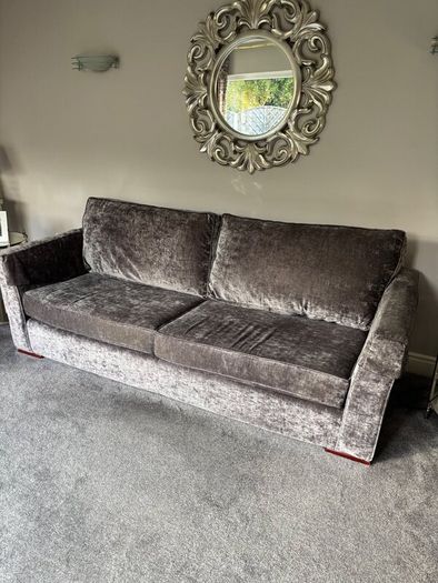 Sofas x 2 plush grey velvet