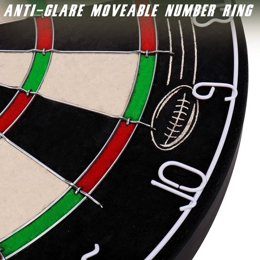 Steel Dart Board Dartboard set with 6 pcs 20g Steel Tip Darts 12 Flights Rotating Number Ring + Staple-Free Bullseye Throwing Line Install Instruction