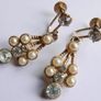 Vintage Earrings feature gold-tone screwback closures adorned with faux pearls and rhinestones Image 2