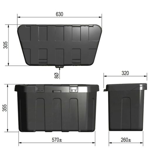 ProPlus Drawbar Storage Box Plastic 320 x 630 x 355 mm 340061
