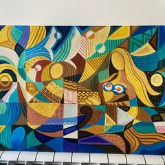 Rare N. S. Tayag Signed Painting on Canvas - Philippine Modernist / Cubist Style