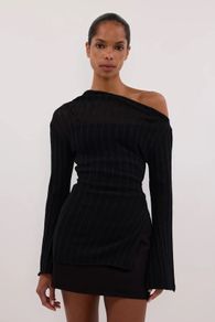 DISSH Bowie black long sleeve knit top size S