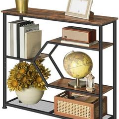 Entryway Table, 5-Tier Console Table, Industrial Narrow Entrance Table, 80cm Behind Couch Table, Sturdy Metal Frame, for Living Room, Entrance, Hallway, Rustic Brown and Black