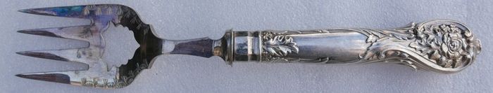 Antique Large Ornate Silver plate Fish server set McDowell's of Dublin Floral etched with original box