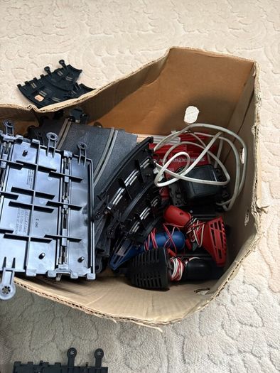Vintage 1980s Scalextric Lot, Sound Track, Fuel Tank, Pitstop Set, Track and Controllers