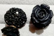 Double Stud Flower Ball and Stone Earrings