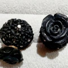 Double Stud Flower Ball and Stone Earrings