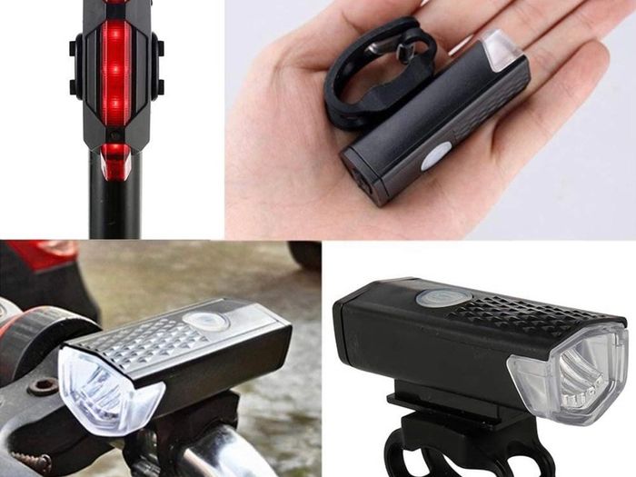 Bike Light Set, USB Rechargeable Super Bright LED Waterproof Headlight Front Lights and Back Rear Bike Lights, Adjustable Lighting Modes, Cycling Lights for Road & Mountain