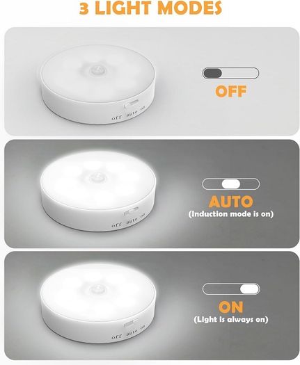 6 Motion Sensor Lights Indoor Cool White (Magnetic / USB Charging)