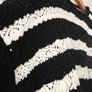 black and white striped crochet knit sweater for ladies, Large size , Casual wear Image 6