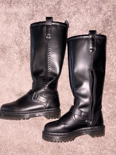 Ladies Dr Marten Knee High Anistone Biker UK5