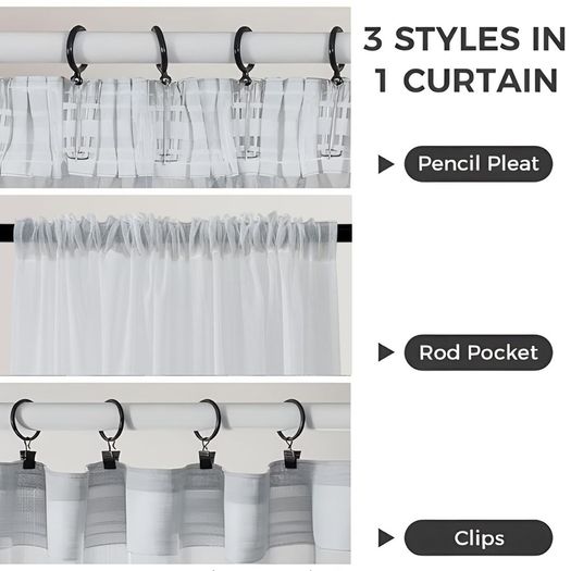 Curtains Tab Top Transparent  2 piece set 137x140cm   White