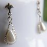 Vintage Sterling Silver 925 Pearl  Drop Earrings Image 8