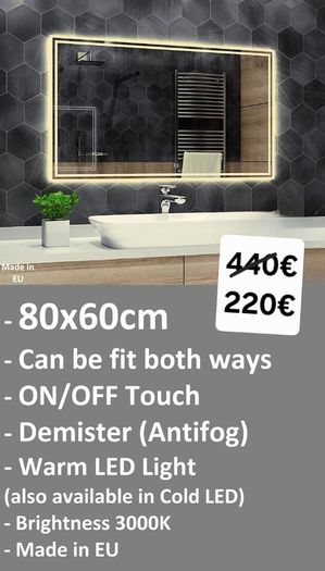 LED Bathroom Mirror Ensuite Defogger Demister
