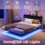 Double 4ft6 Floating Bed Frame with LED Lights, Metal Platform Bed Frame with USB Charging Station Double Size, No Box Spring Needed, Metal Slat Support, Noise Free, Black Image 4