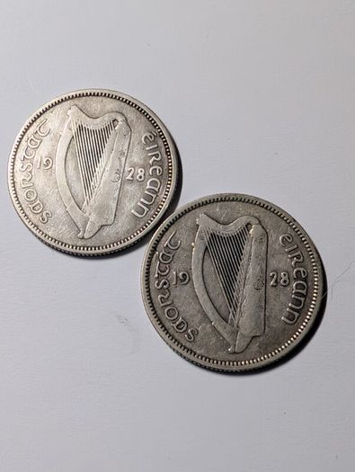 1928 Silver Irish Shillings x2