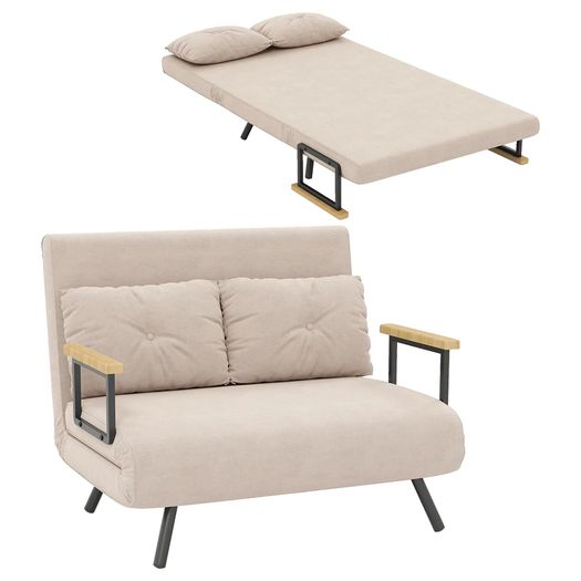 Sleeper Sofa 2 Seater Sofa Velvet Sofa, Sleeper Function, incl. 2 Pillows