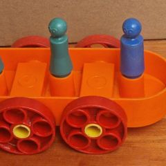 Vintage 1970s Toy Cars with Peg Figures