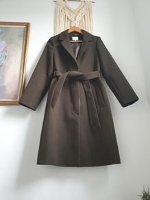 Warehouse Khaki Green Coat Size Uk 10