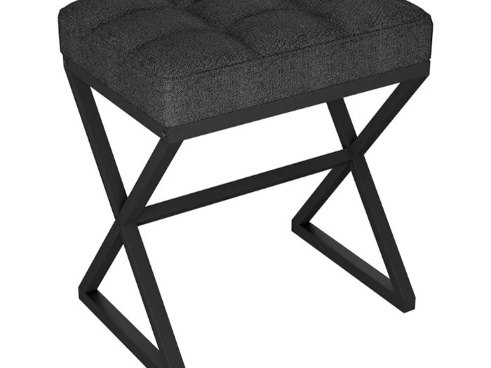 Square Ottoman Bench with Shaped Metal Legs Small Side Table Makeup Dressing Seat for Living Room Bedroom Entryway, Hallways 40 30 46CM Black